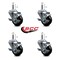 Service Caster 3'' Black Poly Swivel 7/16'' Grip Ring Stem Caster Set with Brake, 4PK SCC-GR20S314-PPUB-BLK-TLB-716138-4 - alternate 2